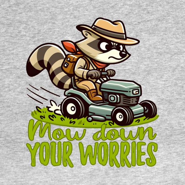 Mow down your Worries - Raccoon riding a lawn mower by SergioCoelho_Arts